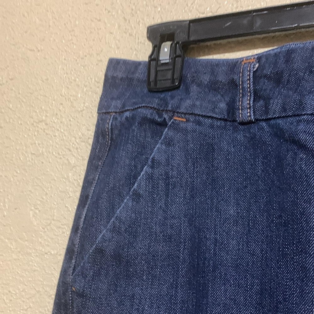 Old Navy Jean Skirt 6 Midi Blue Front Zipper w/Buttons Cotton Spandex Pockets - Picture 4 of 13